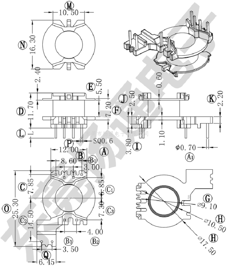 EE25变压器磁芯骨架 EE26电源骨架 EE25骨架-东莞市扬通电子有限公司